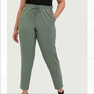 Torrid High Waist Pants Olive Green Lightweight 3X elastic with tie